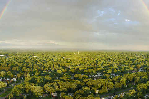 Double rainbow from a drone
